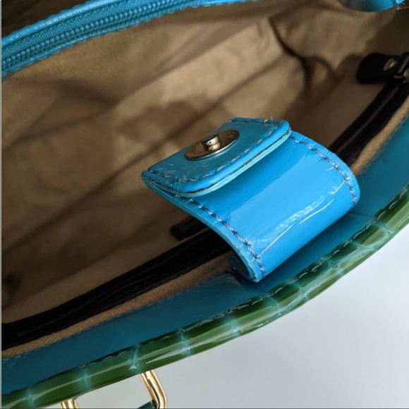 Antonio Melani Green Turquoise Patent Shoulder Bag - Picture 4 of 9